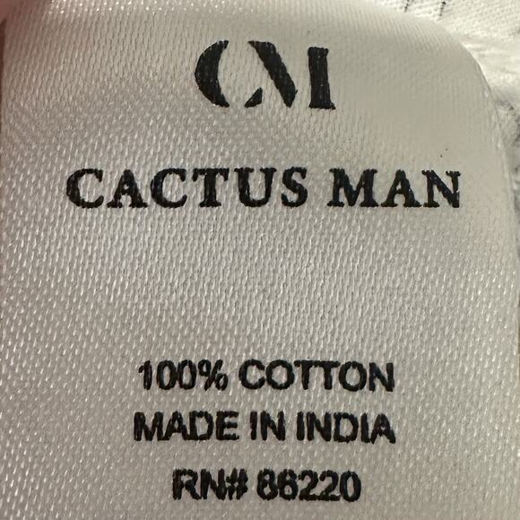 Cactus Man Shirt Mens Medium White All Over Print Pug Casual S/S Dog Lovers - Picture 3 of 4